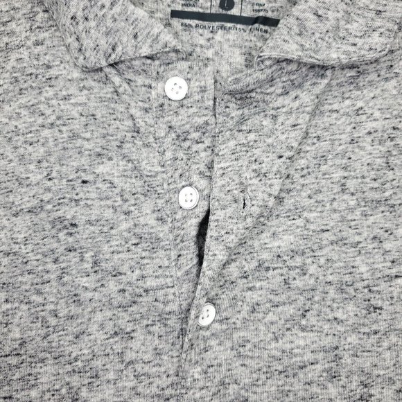 One Bay Away Polo Shirt Men Large Heathered Gray Premium Goods Poly Linen - Picture 3 of 6